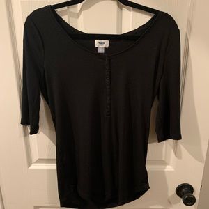 Old Navy Black Henley Style Shirt - Large